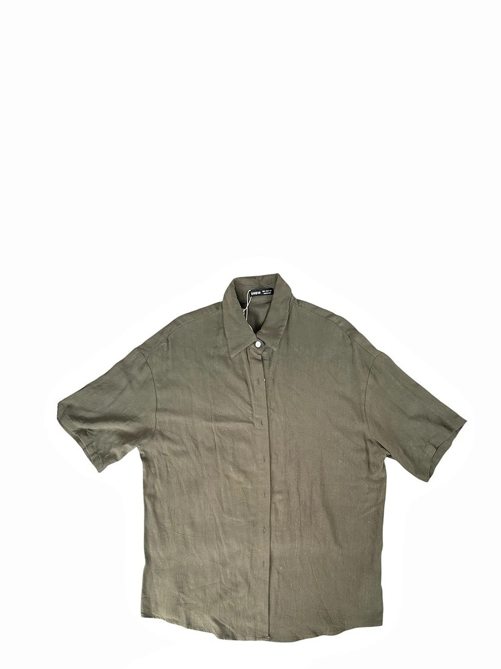 SHEIN Linen Blend Button Down Shirt in Brown Size Medium NWT